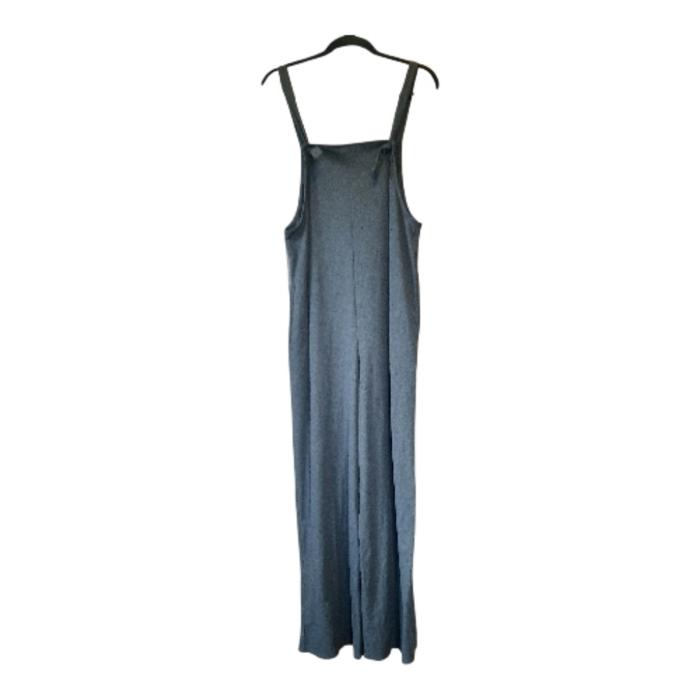 Live To Be Spoiled Dark Gray Ribbed Tie Strap Wide-Leg Jumpsuit Size Large